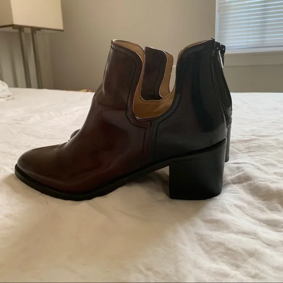 Zara oxblood ankle chunky heel boots (s6) - Picture 6 of 8
